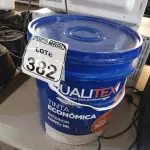 LOTE 382 - 01 GALÃO DE TINTA MARCA QUALITEX. (NO ESTADO) ATENÇÃO! FAZER A VISITAÇÃO ANTES DE ARREMATAR, NÃO SABEMOS SE FUNCIONA. LEILÃO NÃO TEM GARANTIA E NEM DEVOLUÇÃO, SUJEITO A POSSÍVEIS AVARIAS VISÍVEIS/OCULTAS E/OU AUSÊNCIA DE COMPONENTES.