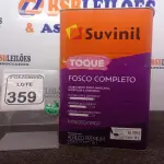 LOTE 359 - 01 LATA DE TINTA FOSCO BRANCO NEVE 18L MARCA SUVINIL. (NO ESTADO) ATENÇÃO! FAZER A VISITAÇÃO ANTES DE ARREMATAR, NÃO SABEMOS SE FUNCIONA. LEILÃO NÃO TEM GARANTIA E NEM DEVOLUÇÃO, SUJEITO A POSSÍVEIS AVARIAS VISÍVEIS/OCULTAS E/OU AUSÊNCIA DE COMPONENTES.