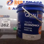 LOTE 362 - 01 GALÃO DE TINTA MARCA QUALITEX. (NO ESTADO) ATENÇÃO! FAZER A VISITAÇÃO ANTES DE ARREMATAR, NÃO SABEMOS SE FUNCIONA. LEILÃO NÃO TEM GARANTIA E NEM DEVOLUÇÃO, SUJEITO A POSSÍVEIS AVARIAS VISÍVEIS/OCULTAS E/OU AUSÊNCIA DE COMPONENTES.