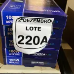 LOTE 220 - 05 REFLETORES LED AMBIENTE EXTERNO 100W. (NOVO), (NO ESTADO) ATENÇÃO! FAZER A VISITAÇÃO ANTES DE ARREMATAR, NÃO SABEMOS SE FUNCIONA. LEILÃO NÃO TEM GARANTIA E NEM DEVOLUÇÃO, SUJEITO A POSSÍVEIS AVARIAS VISÍVEIS/OCULTAS E/OU AUSÊNCIA DE COMPONENTES.