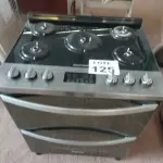 LOTE 125 - 01 - FOGÃO BRASTEMP 5 BOCAS DUPLO FORNO COR INOX (NO ESTADO, NÃO SABEMOS SE FUNCIONA. LEILÃO NÃO TEM GARANTIA E NEM DEVOLUÇÃO, SUJEITO A POSSÍVEIS AVARIAS VISÍVEIS/OCULTAS E/OU AUSÊNCIA DE COMPONENTES)