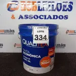 LOTE 334 - 01 GALÃO DE TINTA PARA INTERIOR QUALITEX 18L RENDE ATÉ 300M. (NO ESTADO) ATENÇÃO! FAZER A VISITAÇÃO ANTES DE ARREMATAR, NÃO SABEMOS SE FUNCIONA. LEILÃO NÃO TEM GARANTIA E NEM DEVOLUÇÃO, SUJEITO A POSSÍVEIS AVARIAS VISÍVEIS/OCULTAS E/OU AUSÊNCIA DE COMPONENTES.