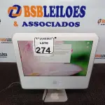LOTE 274 - 01 IMAC C/TECLADO NA COR BRANCO. (NO ESTADO) ATENÇÃO! FAZER A VISITAÇÃO ANTES DE ARREMATAR, NÃO SABEMOS SE FUNCIONA. LEILÃO NÃO TEM GARANTIA E NEM DEVOLUÇÃO, SUJEITO A POSSÍVEIS AVARIAS VISÍVEIS/OCULTAS E/OU AUSÊNCIA DE COMPONENTES.