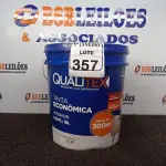 LOTE 357 - 01 GALÃO DE TINTA PARA INTERIOR QUALITEX 18L RENDE ATÉ 300M. (NO ESTADO) ATENÇÃO! FAZER A VISITAÇÃO ANTES DE ARREMATAR, NÃO SABEMOS SE FUNCIONA. LEILÃO NÃO TEM GARANTIA E NEM DEVOLUÇÃO, SUJEITO A POSSÍVEIS AVARIAS VISÍVEIS/OCULTAS E/OU AUSÊNCIA DE COMPONENTES.