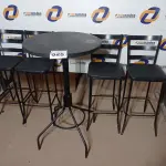 LOTE 525 - 01 MESA BISTRÔ C/04 BAQUETAS. (NO ESTADO) ATENÇÃO! FAZER A VISITAÇÃO ANTES DE ARREMATAR, NÃO SABEMOS SE FUNCIONA. LEILÃO NÃO TEM GARANTIA E NEM DEVOLUÇÃO, SUJEITO A POSSÍVEIS AVARIAS VISÍVEIS/OCULTAS E/OU AUSÊNCIA DE COMPONENTES.