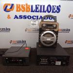 LOTE 101 - 02 AMPLIFICADORES E 01 CAIXA DE SOM PORTÁTIL. (ESTADO) ATENÇÃO! FAZER A VISITAÇÃO ANTES DE ARREMATAR, NÃO SABEMOS SE FUNCIONA. LEILÃO NÃO TEM GARANTIA E NEM DEVOLUÇÃO, SUJEITO A POSSÍVEIS AVARIAS VISÍVEIS/OCULTAS E/OU AUSÊNCIA DE COMPONENTES.