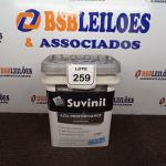LOTE 259 - 01 BALDE DE TINTA SUVINIL INTERIOR NA COR BRANCO FOSCO 18L.  (NO ESTADO) ATENÇÃO! FAZER A VISITAÇÃO ANTES DE ARREMATAR, NÃO SABEMOS SE FUNCIONA. LEILÃO NÃO TEM GARANTIA E NEM DEVOLUÇÃO, SUJEITO A POSSÍVEIS AVARIAS VISÍVEIS/OCULTAS E/OU AUSÊNCIA DE COMPONENTES.