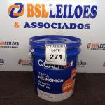 LOTE 271 - 01 GALÃO DE TINTA PARA INTERIOR QUALITEX NA COR PEROLA 18L RENDE ATÉ 300M. (NO ESTADO) ATENÇÃO! FAZER A VISITAÇÃO ANTES DE ARREMATAR, NÃO SABEMOS SE FUNCIONA. LEILÃO NÃO TEM GARANTIA E NEM DEVOLUÇÃO, SUJEITO A POSSÍVEIS AVARIAS VISÍVEIS/OCULTAS E/OU AUSÊNCIA DE COMPONENTES.