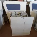LOTE 440 - 02 MESAS COM REGULAGEM DE ALTURA MANUAL E 3 LATERAIS EM MADEIRA PRA BAIA. (NO ESTADO) ATENÇÃO! FAZER A VISITAÇÃO ANTES DE ARREMATAR, NÃO SABEMOS SE FUNCIONA. LEILÃO NÃO TEM GARANTIA E NEM DEVOLUÇÃO, SUJEITO A POSSÍVEIS AVARIAS VISÍVEIS/OCULTAS E/OU AUSÊNCIA DE COMPONENTES.