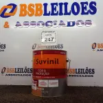 LOTE 247 - 01 LATA DE TINTA ESMALTE PARA MADEIRAS E METAIS NA COR BRILHANTE BRANCO DE 3,6L MARCA SUVINIL. (NOVO) (NO ESTADO) ATENÇÃO! FAZER A VISITAÇÃO ANTES DE ARREMATAR, NÃO SABEMOS SE FUNCIONA. LEILÃO NÃO TEM GARANTIA E NEM DEVOLUÇÃO, SUJEITO A POSSÍVEIS AVARIAS VISÍVEIS/OCULTAS E/OU AUSÊNCIA DE COMPONENTES.