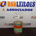LOTE 231 - 02 LATAS DE TINTA ESMALTE PARA MADEIRA E METAIS SUVINIL BRILHANTE PLATINA 3,6L. (NO ESTADO) ATENÇÃO! FAZER A VISITAÇÃO ANTES DE ARREMATAR, NÃO SABEMOS SE FUNCIONA. LEILÃO NÃO TEM GARANTIA E NEM DEVOLUÇÃO, SUJEITO A POSSÍVEIS AVARIAS VISÍVEIS/OCULTAS E/OU AUSÊNCIA DE COMPONENTES.