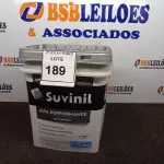 LOTE 189 - 01 BALDE DE TINTA SUVINIL INTERIORES ACRÍLICO FOSCO 18L NA COR FOSCO BRANCO. VENCIMENTO 10/2027 (NOVO) (NO ESTADO) ATENÇÃO! FAZER A VISITAÇÃO ANTES DE ARREMATAR, NÃO SABEMOS SE FUNCIONA. LEILÃO NÃO TEM GARANTIA E NEM DEVOLUÇÃO, SUJEITO A POSSÍVEIS AVARIAS VISÍVEIS/OCULTAS E/OU AUSÊNCIA DE COMPONENTES.