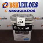 LOTE 274 - 01 BALDE DE TINTA SUVINIL INTERIORES ACRÍLICO FOSCO 18L NA COR FOSCO BRANCO. VENCIMENTO 10/2027 (NOVO) (NO ESTADO) ATENÇÃO! FAZER A VISITAÇÃO ANTES DE ARREMATAR, NÃO SABEMOS SE FUNCIONA. LEILÃO NÃO TEM GARANTIA E NEM DEVOLUÇÃO, SUJEITO A POSSÍVEIS AVARIAS VISÍVEIS/OCULTAS E/OU AUSÊNCIA DE COMPONENTES.