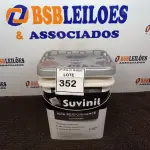 LOTE 352 - 01 BALDE DE TINTA SUVINIL INTERIORES ACRÍLICO FOSCO 18L NA COR FOSCO BRANCO. VENCIMENTO 10/2027 (NOVO) (NO ESTADO) ATENÇÃO! FAZER A VISITAÇÃO ANTES DE ARREMATAR, NÃO SABEMOS SE FUNCIONA. LEILÃO NÃO TEM GARANTIA E NEM DEVOLUÇÃO, SUJEITO A POSSÍVEIS AVARIAS VISÍVEIS/OCULTAS E/OU AUSÊNCIA DE COMPONENTES.