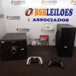 LOTE 351 - 01 APARELHO DE SOM, 02 JOGOS, 01 APARELHO HOME-THEATER. (NO ESTADO) ATENÇÃO! FAZER A VISITAÇÃO ANTES DE ARREMATAR, NÃO SABEMOS SE FUNCIONA. LEILÃO NÃO TEM GARANTIA E NEM DEVOLUÇÃO, SUJEITO A POSSÍVEIS AVARIAS VISÍVEIS/OCULTAS E/OU AUSÊNCIA DE COMPONENTES.