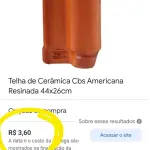 LOTE 115 - 2000 TELHAS AMERICANA RESINADA VERMELHA ARTPLAN, CAPA E BICA, LARGURA 27,6CM, COMPRIMENTO 44,00CM 