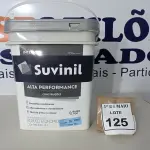 LOTE 125 - 01 BALDE DE TINTA SUVINIL INTERIORES FOSCOS 18L NA COR FOSCO BRANCO. VENCIMENTO 10/2027 (NOVO) (NO ESTADO) ATENÇÃO! FAZER A VISITAÇÃO ANTES DE ARREMATAR, NÃO SABEMOS SE FUNCIONA. LEILÃO NÃO TEM GARANTIA E NEM DEVOLUÇÃO, SUJEITO A POSSÍVEIS AVARIAS VISÍVEIS/OCULTAS E/OU AUSÊNCIA DE COMPONENTES.