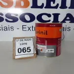 LOTE 065 - 01 LATA DE TINTA ESMALTE PARA MADEIRA E METAIS SUVINIL BRIL COLORADO 3,6L. (NO ESTADO) ATENÇÃO! FAZER A VISITAÇÃO ANTES DE ARREMATAR, NÃO SABEMOS SE FUNCIONA. LEILÃO NÃO TEM GARANTIA E NEM DEVOLUÇÃO, SUJEITO A POSSÍVEIS AVARIAS VISÍVEIS/OCULTAS E/OU AUSÊNCIA DE COMPONENTES.