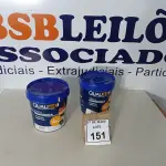 LOTE 151 - 02 GALÕES DE TINTA DE 3,6L AMARELO SOL MARCA QUALITEX. (NOVO) (NO ESTADO) ATENÇÃO! FAZER A VISITAÇÃO ANTES DE ARREMATAR, NÃO SABEMOS SE FUNCIONA. LEILÃO NÃO TEM GARANTIA E NEM DEVOLUÇÃO, SUJEITO A POSSÍVEIS AVARIAS VISÍVEIS/OCULTAS E/OU AUSÊNCIA DE COMPONENTES.