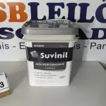 LOTE 043 - 01 BALDE DE TINTA SUVINIL INTERIORES FOSCOS 18L NA COR FOSCO BRANCO, VENCIMENTO 10/2027 (NOVO) (NO ESTADO) ATENÇÃO! FAZER A VISITAÇÃO ANTES DE ARREMATAR, NÃO SABEMOS SE FUNCIONA. LEILÃO NÃO TEM GARANTIA E NEM DEVOLUÇÃO, SUJEITO A POSSÍVEIS AVARIAS VISÍVEIS/OCULTAS E/OU AUSÊNCIA DE COMPONENTES.