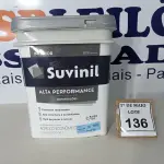 LOTE 136 - 01 BALDE DE TINTA SUVINIL INTERIORES FOSCOS 18L NA COR FOSCO BRANCO. VENCIMENTO 10/2027 (NOVO) (NO ESTADO) ATENÇÃO! FAZER A VISITAÇÃO ANTES DE ARREMATAR, NÃO SABEMOS SE FUNCIONA. LEILÃO NÃO TEM GARANTIA E NEM DEVOLUÇÃO, SUJEITO A POSSÍVEIS AVARIAS VISÍVEIS/OCULTAS E/OU AUSÊNCIA DE COMPONENTES.