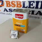 LOTE 272 - 01 LATA DE TINTA INTERIOR/EXTERIOR LIMPA FÁCIL DE 16/18L COR BASE C BRANCO MARCA IQUINE. (NOVO) (NO ESTADO) ATENÇÃO! FAZER A VISITAÇÃO ANTES DE ARREMATAR, NÃO SABEMOS SE FUNCIONA. LEILÃO NÃO TEM GARANTIA E NEM DEVOLUÇÃO, SUJEITO A POSSÍVEIS AVARIAS VISÍVEIS/OCULTAS E/OU AUSÊNCIA DE COMPONENTES.