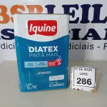 LOTE 286 - 01 LATA DE TINTA PARA INTERIORES IQUINE DIATEX BASE P ACRÍLICO FOSCO 18 L. (NOVO) (NO ESTADO) ATENÇÃO! FAZER A VISITAÇÃO ANTES DE ARREMATAR, NÃO SABEMOS SE FUNCIONA. LEILÃO NÃO TEM GARANTIA E NEM DEVOLUÇÃO, SUJEITO A POSSÍVEIS AVARIAS VISÍVEIS/OCULTAS E/OU AUSÊNCIA DE COMPONENTES.