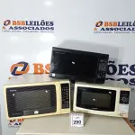 LOTE 290 - 03 MICRO-ONDAS, SENDO 02 COM PRATOS COM AVARIAS. (NO ESTADO) ATENÇÃO! FAZER A VISITAÇÃO ANTES DE ARREMATAR, NÃO SABEMOS SE FUNCIONA. LEILÃO NÃO TEM GARANTIA E NEM DEVOLUÇÃO, SUJEITO A POSSÍVEIS AVARIAS VISÍVEIS/OCULTAS E/OU AUSÊNCIA DE COMPONENTES.