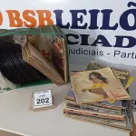 LOTE 202 - 01 LOTE COM APROXIMADAMENTE 100 DISCOS DE VINIL VARIADOS. (NO ESTADO) ATENÇÃO! FAZER A VISITAÇÃO ANTES DE ARREMATAR, NÃO SABEMOS SE FUNCIONA. LEILÃO NÃO TEM GARANTIA E NEM DEVOLUÇÃO, SUJEITO A POSSÍVEIS AVARIAS VISÍVEIS/OCULTAS E/OU AUSÊNCIA DE COMPONENTES.
