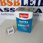 LOTE 292 - 01 LATA DE TINTA PARA INTERIORES DE 16/18 BRANCO BASE P MARCA IQUINE DIATEX. (NOVO) (NO ESTADO) ATENÇÃO! FAZER A VISITAÇÃO ANTES DE ARREMATAR, NÃO SABEMOS SE FUNCIONA. LEILÃO NÃO TEM GARANTIA E NEM DEVOLUÇÃO, SUJEITO A POSSÍVEIS AVARIAS VISÍVEIS/OCULTAS E/OU AUSÊNCIA DE COMPONENTES.