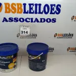 LOTE 314 - 02 GALÕES DE TINTA DE 3,6L AMARELO SOL MARCA QUALITEX. (NOVO) (NO ESTADO) ATENÇÃO! FAZER A VISITAÇÃO ANTES DE ARREMATAR, NÃO SABEMOS SE FUNCIONA. LEILÃO NÃO TEM GARANTIA E NEM DEVOLUÇÃO, SUJEITO A POSSÍVEIS AVARIAS VISÍVEIS/OCULTAS E/OU AUSÊNCIA DE COMPONENTES.