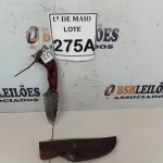 LOTE 275 - 01 FACA IMPORTADA AÇO INOXIDÁVEL CABO EM MADEIRA FULL TANG BAINHA DE NAPA TAMANHO TOTAL 20CM PESO 180G JÁ AFIADA  