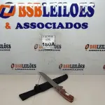 LOTE 180 - 01 FACA IMPORTADA AÇO INOXIDÁVEL CABO EM MADEIRA FULL TANG BAINHA DE NYLON TAMANHO TOTAL 38CM PESO 416G JÁ AFIADA   (NOVO) (NO ESTADO) ATENÇÃO! FAZER A VISITAÇÃO ANTES DE ARREMATAR, NÃO SABEMOS SE FUNCIONA. LEILÃO NÃO TEM GARANTIA E NEM DEVOLUÇÃO, SUJEITO A POSSÍVEIS AVARIAS VISÍVEIS/OCULTAS E/OU AUSÊNCIA DE COMPONENTES.