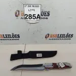 LOTE 285 - 01 FACA IMPORTADA AÇO INOXIDÁVEL CABO EM MADEIRA FULL TANG BAINHA DE NYLON TAMANHO TOTAL 33CM PESO 323G JÁ AFIADA  