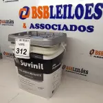LOTE 312 - 01 BALDE DE TINTA SUVINIL INTERIORES FOSCOS 18L NA COR FOSCO BRANCO. VENCIMENTO 10/2027 (NOVO) (NO ESTADO) ATENÇÃO! FAZER A VISITAÇÃO ANTES DE ARREMATAR, NÃO SABEMOS SE FUNCIONA. LEILÃO NÃO TEM GARANTIA E NEM DEVOLUÇÃO, SUJEITO A POSSÍVEIS AVARIAS VISÍVEIS/OCULTAS E/OU AUSÊNCIA DE COMPONENTES.