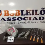 LOTE 117 - 04 ESPETOS DE FERRO, 03 SUPORTES PARA VARA E VÁRIAS TARJETAS E DOBRADIÇAS DIVERSAS. (NO ESTADO) ATENÇÃO! FAZER A VISITAÇÃO ANTES DE ARREMATAR, NÃO SABEMOS SE FUNCIONA, LEILÃO NÃO TEM GARANTIA E NEM DEVOLUÇÃO, SUJEITO A POSSÍVEIS AVARIAS VISÍVEIS/OCULTAS E/OU AUSÊNCIA DE COMPONENTES.