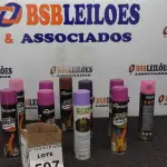 LOTE 507 - 10 TINTAS SPRAY DE CORES DIVERSAS. (NO ESTADO) ATENÇÃO! FAZER A VISITAÇÃO ANTES DE ARREMATAR, NÃO SABEMOS SE FUNCIONA, LEILÃO NÃO TEM GARANTIA E NEM DEVOLUÇÃO, SUJEITO A POSSÍVEIS AVARIAS VISÍVEIS/OCULTAS E/OU AUSÊNCIA DE COMPONENTES.