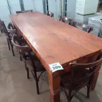 LOTE 389 - 01 MESA EM MADEIRA MACIÇA COM 08 CADEIRAS. (NO ESTADO) ATENÇÃO! FAZER A VISITAÇÃO ANTES DE ARREMATAR, NÃO SABEMOS SE FUNCIONA, LEILÃO NÃO TEM GARANTIA E NEM DEVOLUÇÃO, SUJEITO A POSSÍVEIS AVARIAS VISÍVEIS/OCULTAS E/OU AUSÊNCIA DE COMPONENTES.