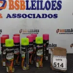 LOTE 514 - 10 TINTAS SPRAY DE CORES DIVERSAS. (NO ESTADO) ATENÇÃO! FAZER A VISITAÇÃO ANTES DE ARREMATAR, NÃO SABEMOS SE FUNCIONA, LEILÃO NÃO TEM GARANTIA E NEM DEVOLUÇÃO, SUJEITO A POSSÍVEIS AVARIAS VISÍVEIS/OCULTAS E/OU AUSÊNCIA DE COMPONENTES.