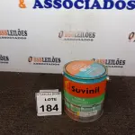 LOTE 184 - 01 TINTA ESMALTE PARA MADEIRA E METAL COR BRILHANTE AMARELO OURO MARCA SUVINIL COM 3,6L. (NO ESTADO) ATENÇÃO! FAZER A VISITAÇÃO ANTES DE ARREMATAR, NÃO SABEMOS SE FUNCIONA, LEILÃO NÃO TEM GARANTIA E NEM DEVOLUÇÃO, SUJEITO A POSSÍVEIS AVARIAS VISÍVEIS/OCULTAS E/OU AUSÊNCIA DE COMPONENTES.