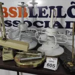 LOTE 605 - 02 VENTILADORES DE TETO, 01 LUMINÁRIA DE MESA, 03 ABAJURES E 01 BASE DE ABAJUR.  (NO ESTADO) ATENÇÃO! FAZER A VISITAÇÃO ANTES DE ARREMATAR, NÃO SABEMOS SE FUNCIONA, LEILÃO NÃO TEM GARANTIA E NEM DEVOLUÇÃO, SUJEITO A POSSÍVEIS AVARIAS VISÍVEIS/OCULTAS E/OU AUSÊNCIA DE COMPONENTES.