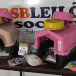 LOTE 558 - 01 LOTE COM 02 CASINHAS PARA PETS, ROUPAS, VASILHAS E ITENS DIVERSOS. (NO ESTADO) ATENÇÃO! FAZER A VISITAÇÃO ANTES DE ARREMATAR, NÃO SABEMOS SE FUNCIONA, LEILÃO NÃO TEM GARANTIA E NEM DEVOLUÇÃO, SUJEITO A POSSÍVEIS AVARIAS VISÍVEIS/OCULTAS E/OU AUSÊNCIA DE COMPONENTES.