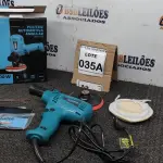 LOTE 035 - POLITRIZ AUTOMOTIVA ANGULAR  700W 6VELOCIDADES 600-4000RPM 220V COM PUNHO, CHAVE, DISCO E BOINA DE LÃ. (NO ESTADO) ATENÇÃO! FAZER A VISITAÇÃO ANTES DE ARREMATAR, NÃO SABEMOS SE FUNCIONA, LEILÃO NÃO TEM GARANTIA E NEM DEVOLUÇÃO, SUJEITO A POSSÍVEIS AVARIAS VISÍVEIS/OCULTAS E/OU AUSÊNCIA DE COMPONENTES. 