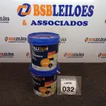 LOTE 032 - 02 TINTAS PARA INTERIORES COM 3,6L CADA NA COR AMARELO SOL MACA QUALITEX.  (NO ESTADO) ATENÇÃO! FAZER A VISITAÇÃO ANTES DE ARREMATAR, NÃO SABEMOS SE FUNCIONA. LEILÃO NÃO TEM GARANTIA E NEM DEVOLUÇÃO, SUJEITO A POSSÍVEIS AVARIAS VISÍVEIS/OCULTAS E/OU AUSÊNCIA DE COMPONENTES.