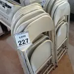 LOTE 227 - 14 CADEIRAS DOBRÁVEIS DE FERRO. (NO ESTADO) ATENÇÃO! FAZER A VISITAÇÃO ANTES DE ARREMATAR, NÃO SABEMOS SE FUNCIONA, LEILÃO NÃO TEM GARANTIA E NEM DEVOLUÇÃO, SUJEITO A POSSÍVEIS AVARIAS VISÍVEIS/OCULTAS E/OU AUSÊNCIA DE COMPONENTES.