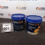 LOTE 001 - 02 TINTAS PARA INTERIORES COM 3,6L CADA NA COR AMARELO SOL MACA QUALITEX.  (NO ESTADO) ATENÇÃO! FAZER A VISITAÇÃO ANTES DE ARREMATAR, NÃO SABEMOS SE FUNCIONA. LEILÃO NÃO TEM GARANTIA E NEM DEVOLUÇÃO, SUJEITO A POSSÍVEIS AVARIAS VISÍVEIS/OCULTAS E/OU AUSÊNCIA DE COMPONENTES.
