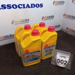LOTE 002 - 04 ADITIVOS PLASTIFICANTE PARA ARGAMASSA DE ASSENTAMENTO E REBOCO COM 3,6L MARCA SIKA.  (NO ESTADO) ATENÇÃO! FAZER A VISITAÇÃO ANTES DE ARREMATAR, NÃO SABEMOS SE FUNCIONA. LEILÃO NÃO TEM GARANTIA E NEM DEVOLUÇÃO, SUJEITO A POSSÍVEIS AVARIAS VISÍVEIS/OCULTAS E/OU AUSÊNCIA DE COMPONENTES.