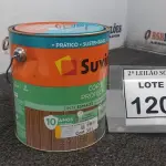 LOTE 120 - 01 LATA DE TINTA ESMALTE PARA MADEIRAS E METAIS NA COR BRILHANTE AMARELO OURO DE 3,6L MARCA SUVINIL. (NOVO) (NO ESTADO) ATENÇÃO! FAZER A VISITAÇÃO ANTES DE ARREMATAR, NÃO SABEMOS SE FUNCIONA. LEILÃO NÃO TEM GARANTIA E NEM DEVOLUÇÃO, SUJEITO A POSSÍVEIS AVARIAS VISÍVEIS/OCULTAS E/OU AUSÊNCIA DE COMPONENTES.