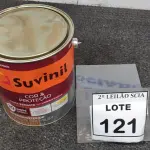 LOTE 121 - 01 LATA DE TINTA ESMALTE PARA MADEIRAS E METAIS NA COR BRILHANTE AMARELO OURO DE 3,6L MARCA SUVINIL. (NOVO) (NO ESTADO) ATENÇÃO! FAZER A VISITAÇÃO ANTES DE ARREMATAR, NÃO SABEMOS SE FUNCIONA. LEILÃO NÃO TEM GARANTIA E NEM DEVOLUÇÃO, SUJEITO A POSSÍVEIS AVARIAS VISÍVEIS/OCULTAS E/OU AUSÊNCIA DE COMPONENTES.