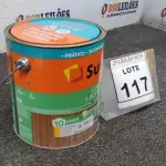 LOTE 117 - 01 LATA DE TINTA ESMALTE PARA MADEIRAS E METAIS NA COR BRILHANTE AMARELO OURO DE 3,6L MARCA SUVINIL. (NOVO) (NO ESTADO) ATENÇÃO! FAZER A VISITAÇÃO ANTES DE ARREMATAR, NÃO SABEMOS SE FUNCIONA. LEILÃO NÃO TEM GARANTIA E NEM DEVOLUÇÃO, SUJEITO A POSSÍVEIS AVARIAS VISÍVEIS/OCULTAS E/OU AUSÊNCIA DE COMPONENTES.